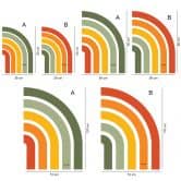 Muursticker retro halve boog | regenboog kleuren 