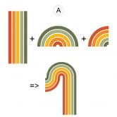 Wandtattoo Retro Streifen Form Set (3-teilig) | Regenbogenfarben 