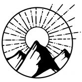 Wandtattoo Sonnenaufgang über den Bergen - Rund 
