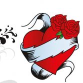 Wandsticker Herz und Rose  