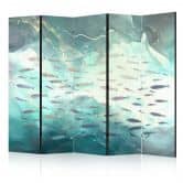 Paravent, Raumteiler freistehend, Trennwand - Escaping Fish in Muted Colors Among Sea Depths 