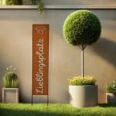 Lieblingsplatz Metallschild in Rostoptik - Gartenstecker 20x100 cm 