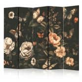 Paravent, Raumteiler freistehend, Trennwand - Mysterious Garden - Rustic Butterflies 