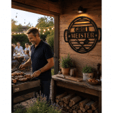 Grillmeister Metallschild BBQ Gartenschild - 54x45x1 cm 