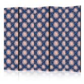 Paravent, Raumteiler freistehend, Trennwand - Sunny Patterns - Repeating Sun Motif on a Navy Background 