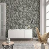 Vliestapete mit strukturiertem Blattmotiv braun Floral 