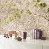 Vliestapete mit strukturiertem Blattmotiv beige Floral 