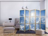 Japanischer Paravent, Raumteiler freistehend, Trennwand - Heavenly Calm: Warm Rays of the Sun 