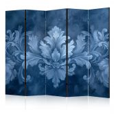 Paravent, Raumteiler freistehend, Trennwand - Ornament in Blue and Cool Colors. Dark Blue Decoration 