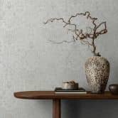 Vliestapete mit Blumen, Blätter ornamental glänzend weiß, grau Floral 