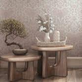 Vliestapete mit Blumen, Blätter ornamental glänzend grau Floral 