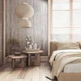Vliesbehang met glanzende, grove structuur beige, grijze pleisterlook 
