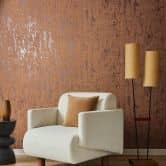 fleece wallpaper with a glossy, coarse texture, brown, concrete effect 