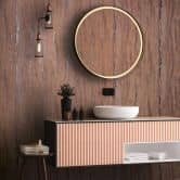 Vliesbehang met glanzende grove structuur bruin pleisterlook 