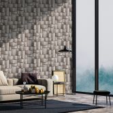 Vliestapete mit Holzmotiv geometrisch braun 3D-Optik 