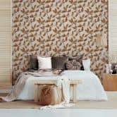 Vliestapete mit Blattmotiv mit Kastanien grau, braun Floral 