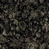 Non-woven wallpaper flowers, leaves floral nature matt in black  