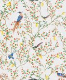 Non-woven wallpaper birds, flowers floral nature matt in gray  