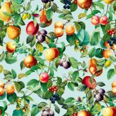 Non-woven wallpaper fruit, leaves floral nature matt in blue  