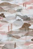Vliestapete Landschaft Grafisch Natur matt in Blau Rot 