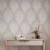 Non-woven wallpaper stripes, rhombus stripes modern in beige  