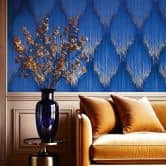 Vliesbehang strepen, ruitvormige strepen modern in blauw - Papis Loveday 