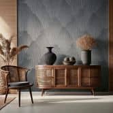 Non-woven wallpaper 3D look, stripes graphic geometric in gray  