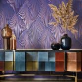 Non-woven wallpaper 3D look, stripes graphic geometric in blue  