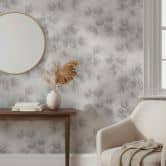 Vliestapete Blumen, Beton Floral Natur matt in Grau  