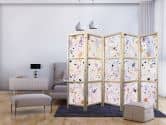 Japanischer Paravent, Raumteiler freistehend, Trennwand - Confetti-Style Terrazzo: Purple-Pink Pattern 