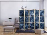 Japanischer Paravent, Raumteiler freistehend, Trennwand - Abstract Ornaments - Dark Blue Victorian Leaves 