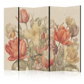 Paravent, Raumteiler freistehend, Trennwand - Bouquet with Tulips on a Light Background 