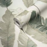 Papier peint Feuilles Vert Blanc Jungle Papier peint intissé Palmiers Échantillon Papier peint mural 