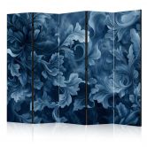 Paravent, Raumteiler freistehend, Trennwand - Abstract Ornaments - Dark Blue Victorian Leaves 