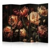 Paravent, Raumteiler freistehend, Trennwand - Magnificent Tulips on a Black Background 