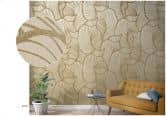 Fototapete mit abstraktem Blattmotiv Beige ,Floral 2,70 x 1,59 m 