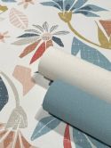 Vliestapete in abstraktem Blumenmotiv weiß, blau Floral 