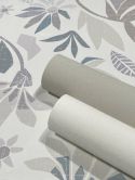 Vliestapete in abstraktem Blumenmotiv weiß, grau Floral 