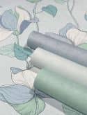 Vliestapete mit Comic-Blumen Look blau, grün Floral 
