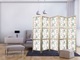 Japanischer Paravent, Raumteiler freistehend, Trennwand - Peonies on White Background 