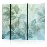 Paravent, Raumteiler freistehend, Trennwand - Large Leaves in Green-Mint Shades - Botanical Motif 