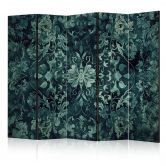 Paravent, Raumteiler freistehend, Trennwand - Oriental Carpet: Emerald Ornaments and Rubbed Patterns 