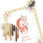 Poster Kvilis - Sweet Dreams - Einhorn mit Blumenkranz 