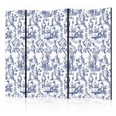 Paravent, Raumteiler freistehend, Trennwand - Rome and Botany - Blue Pattern with a Greek and Plant Motif 