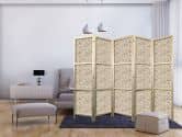 Japanischer Paravent, Raumteiler freistehend, Trennwand - Beige Nature of Forest 