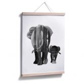 Poster Goed Blauw - Elefantenfamilie 