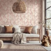 Vliestapete in beige, orange Bambus Blätter Floral Natur  
