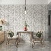 Vliestapete in grau Bambus Blätter Floral Natur  