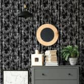 Vliestapete in schwarz, weiß Bambus Blätter Floral Natur  