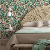 Vliestapete in grün Blätter Blumen Floral Natur  